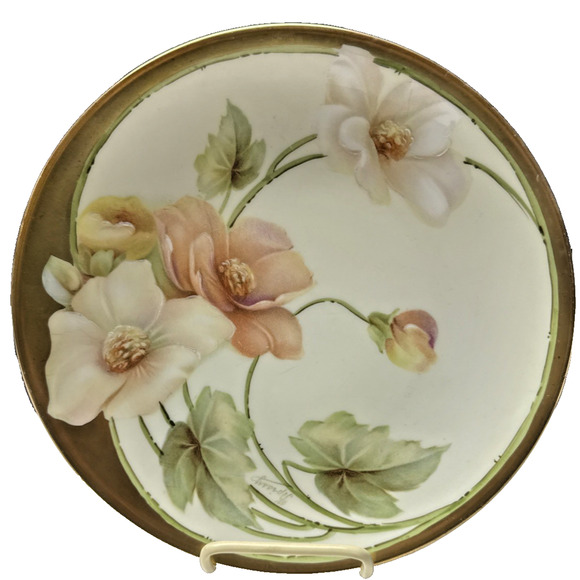 Old RS Prussia Germany Hand Painted Cabinet Plate Gold Floral Signed - Picture 12 of 15